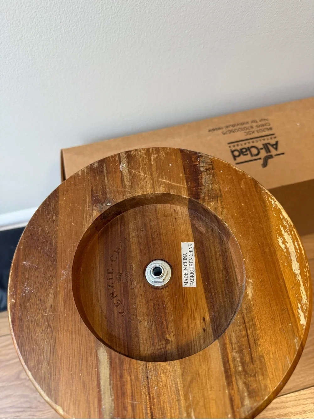 MacKenzie-Childs Parchment check Paper Towel Holder Wood Base